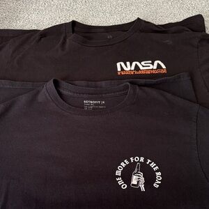 Retrofit Black Short Sleeve Graphic Tee with White & Orange Accents
